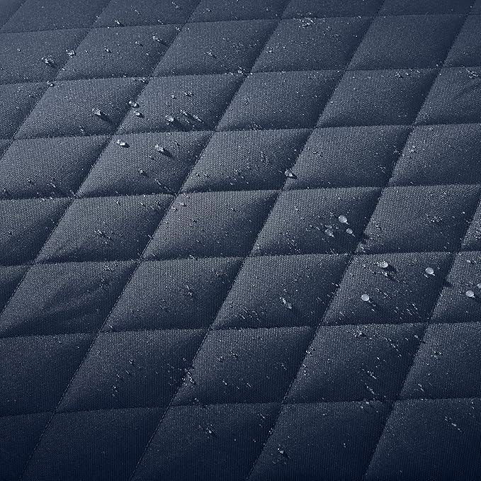 Classic Accessories Montlake FadeSafe Water-Resistant 25 x 22 x 4 Inch Wide Back Patio Quilted Lounge Cushion, Navy